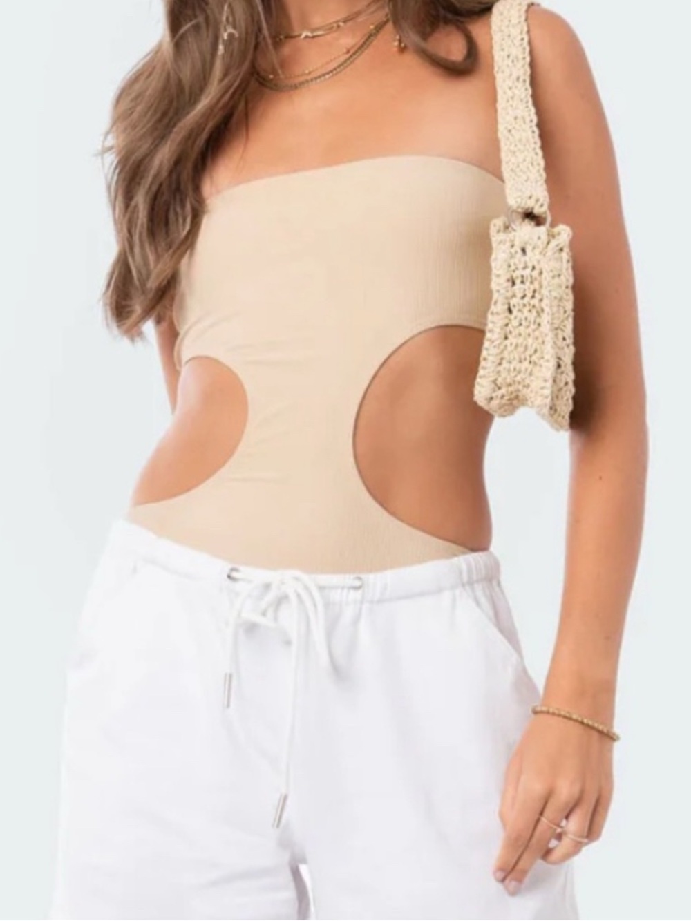 Edikted Vivie Ribbed Cut Out Bodysuit, size S, New with tags